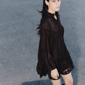 Lace-trimmed tunic dress