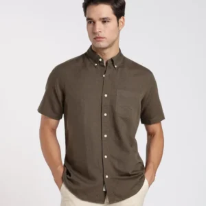 Military Green Cotton Linen Shirt